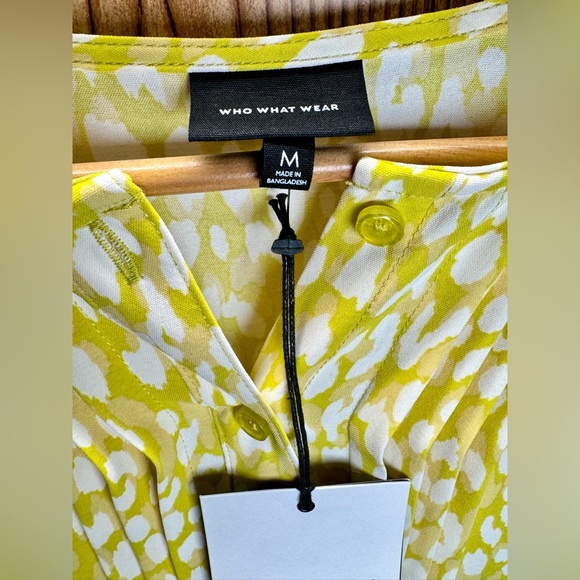 🔴Women’s Who What Wear Dress Short Tiered Size M NWT Citrus Leopard 3/4 Sleeves - Picture 5 of 10